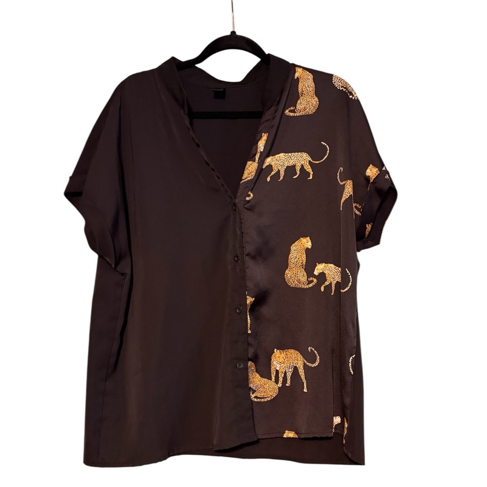 NWOT Leopard Two-Toned Blouse